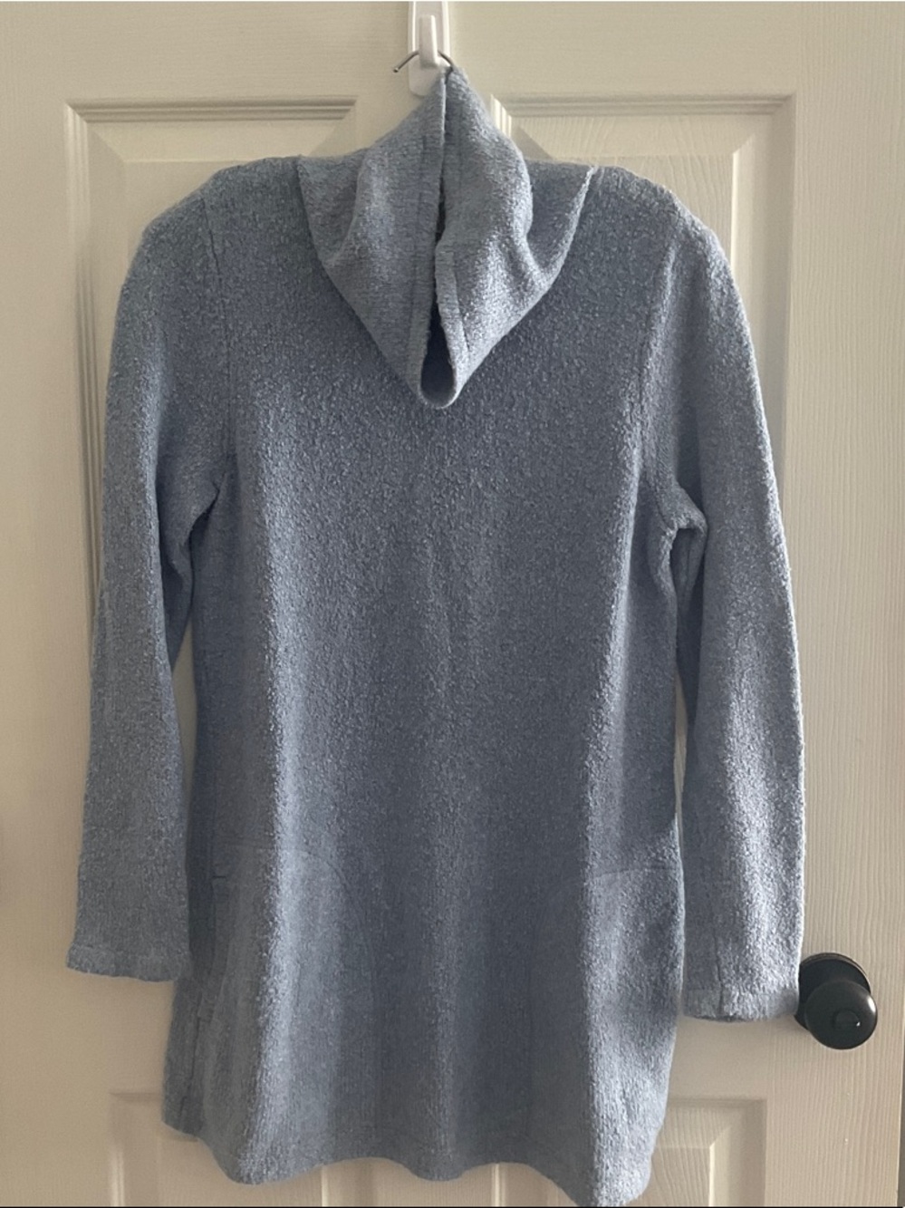 J. Jill Light Blue Hooded Cowl Tunic Sweater